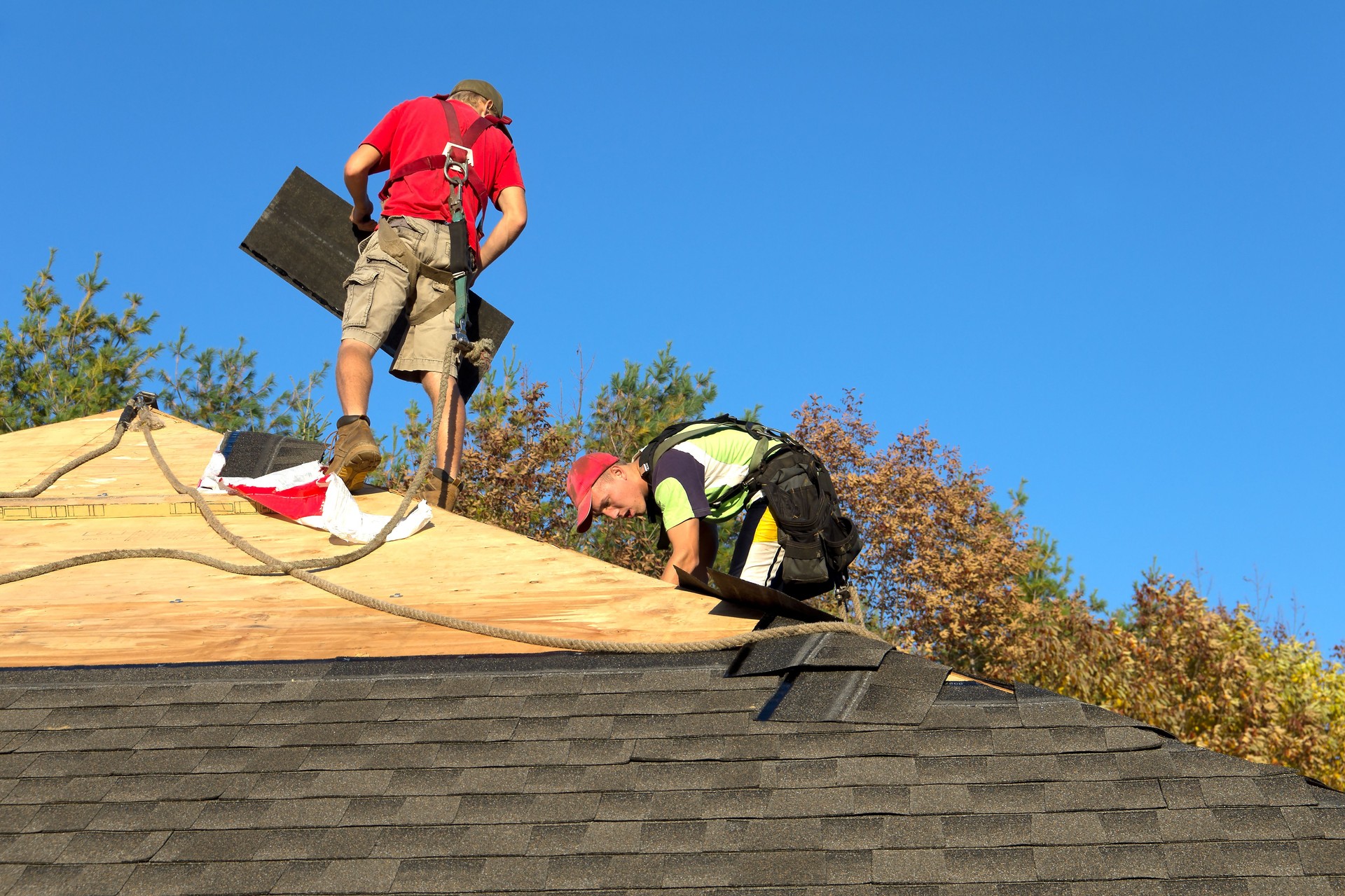 Roofers with Safety Equipment