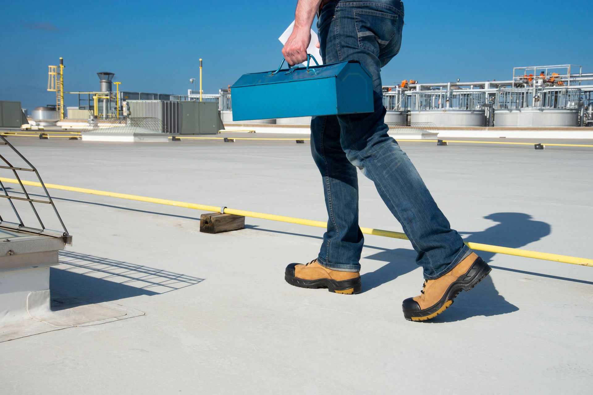 Industrial plant maintenance on the roof